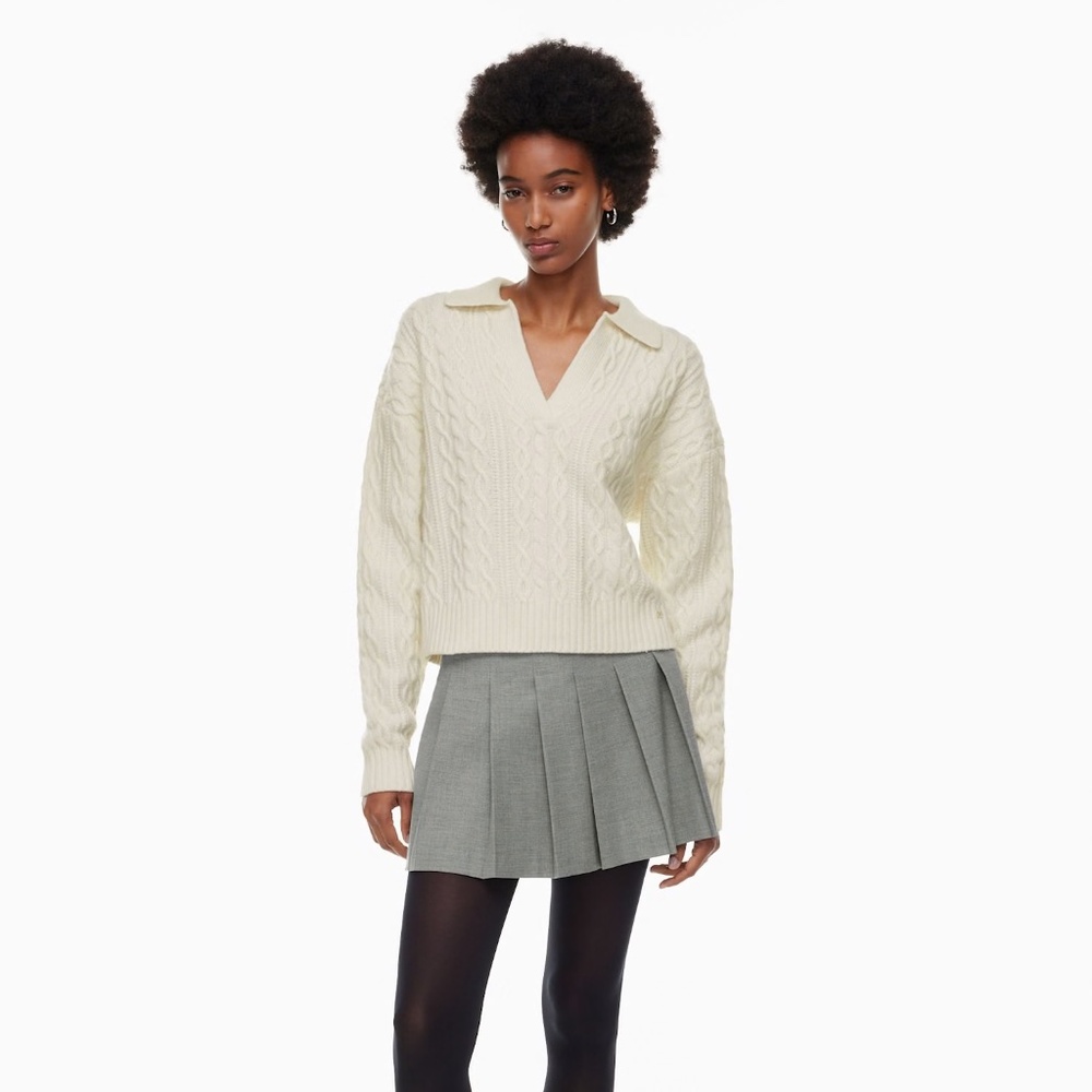 Aritzia Sunday Best Lottie Merino Wool Polo Sweater Soft Knit Women Size XS